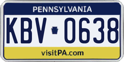 PA license plate KBV0638