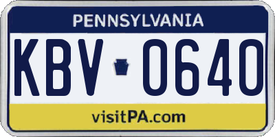 PA license plate KBV0640