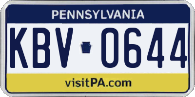 PA license plate KBV0644