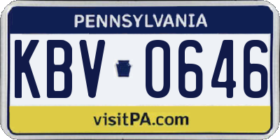 PA license plate KBV0646
