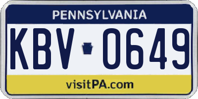 PA license plate KBV0649