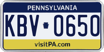 PA license plate KBV0650