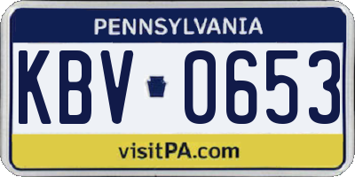 PA license plate KBV0653