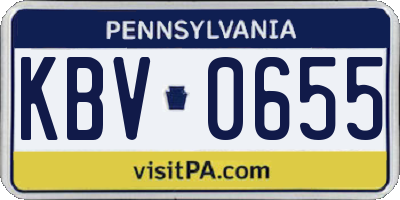 PA license plate KBV0655