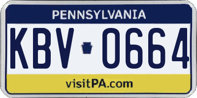 PA license plate KBV0664