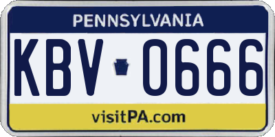 PA license plate KBV0666