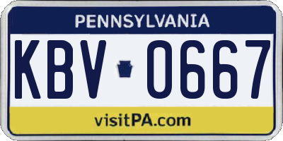 PA license plate KBV0667