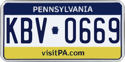 PA license plate KBV0669