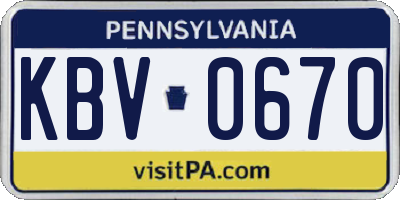 PA license plate KBV0670