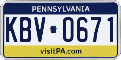 PA license plate KBV0671
