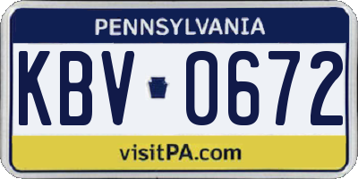 PA license plate KBV0672
