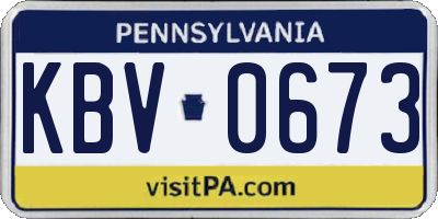 PA license plate KBV0673