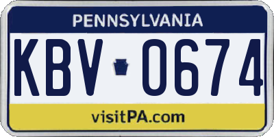 PA license plate KBV0674