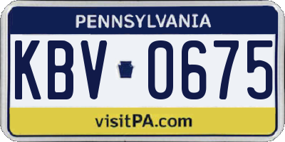 PA license plate KBV0675