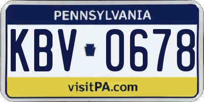PA license plate KBV0678
