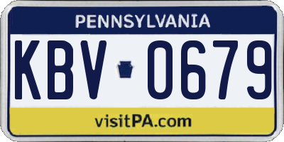 PA license plate KBV0679