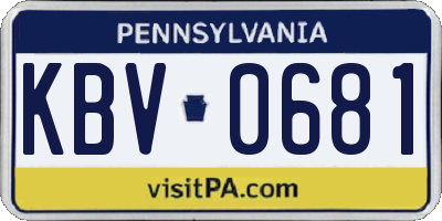PA license plate KBV0681