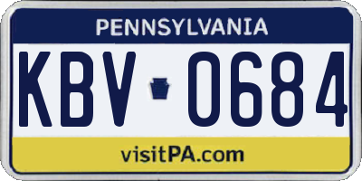 PA license plate KBV0684