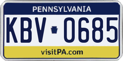 PA license plate KBV0685