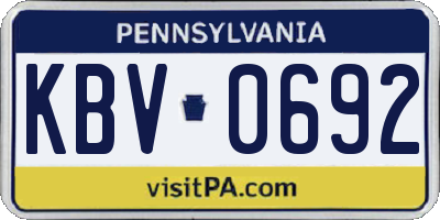 PA license plate KBV0692