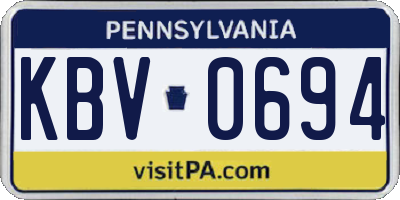 PA license plate KBV0694