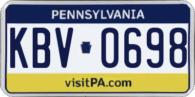 PA license plate KBV0698