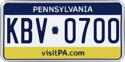 PA license plate KBV0700