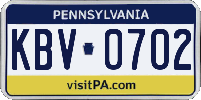 PA license plate KBV0702