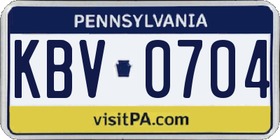 PA license plate KBV0704