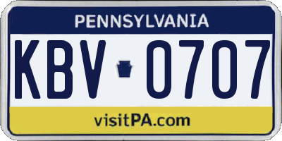 PA license plate KBV0707