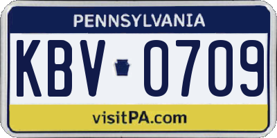 PA license plate KBV0709