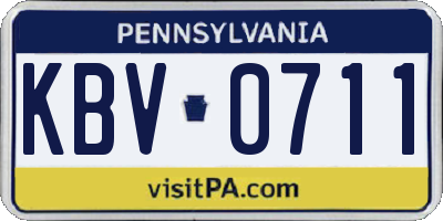 PA license plate KBV0711