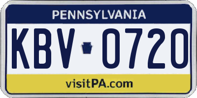 PA license plate KBV0720