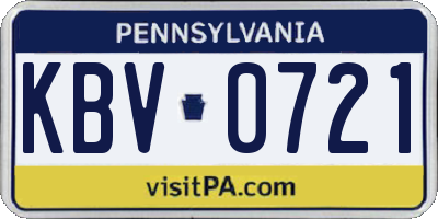 PA license plate KBV0721