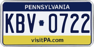 PA license plate KBV0722