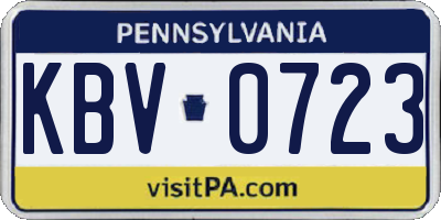 PA license plate KBV0723