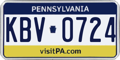 PA license plate KBV0724