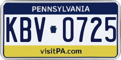 PA license plate KBV0725