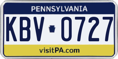 PA license plate KBV0727