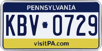 PA license plate KBV0729