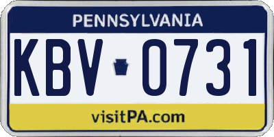 PA license plate KBV0731
