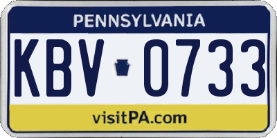 PA license plate KBV0733