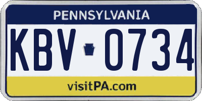 PA license plate KBV0734
