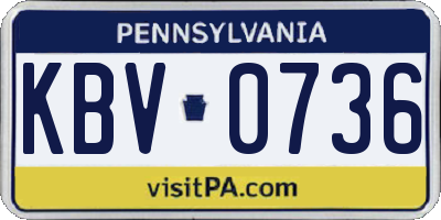 PA license plate KBV0736