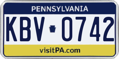 PA license plate KBV0742