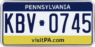 PA license plate KBV0745