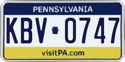 PA license plate KBV0747