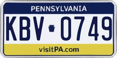 PA license plate KBV0749