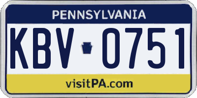 PA license plate KBV0751