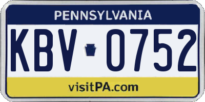 PA license plate KBV0752